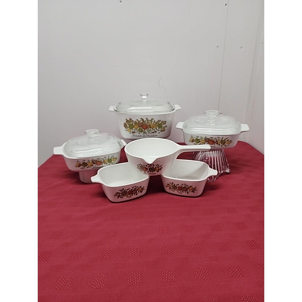 Vintage CorningWare SpiceOfLife 9 Pc Casserole Set 5 Casserole 1 Saucepan 3 Lid